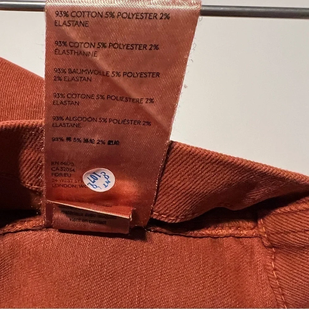 Free People We The Free Virgo Zip-Front Denim Mini Skirt Stretch Rust Orange 24